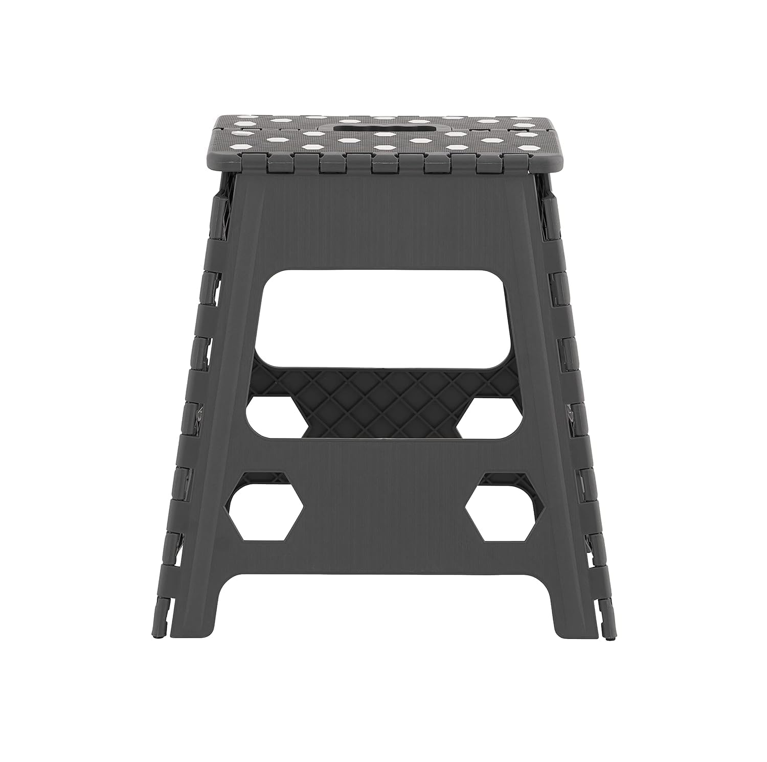 Folding Grey Step Stool 15-Inch Height with Anti-Slip Dots for Added Safety (Grey) image 0