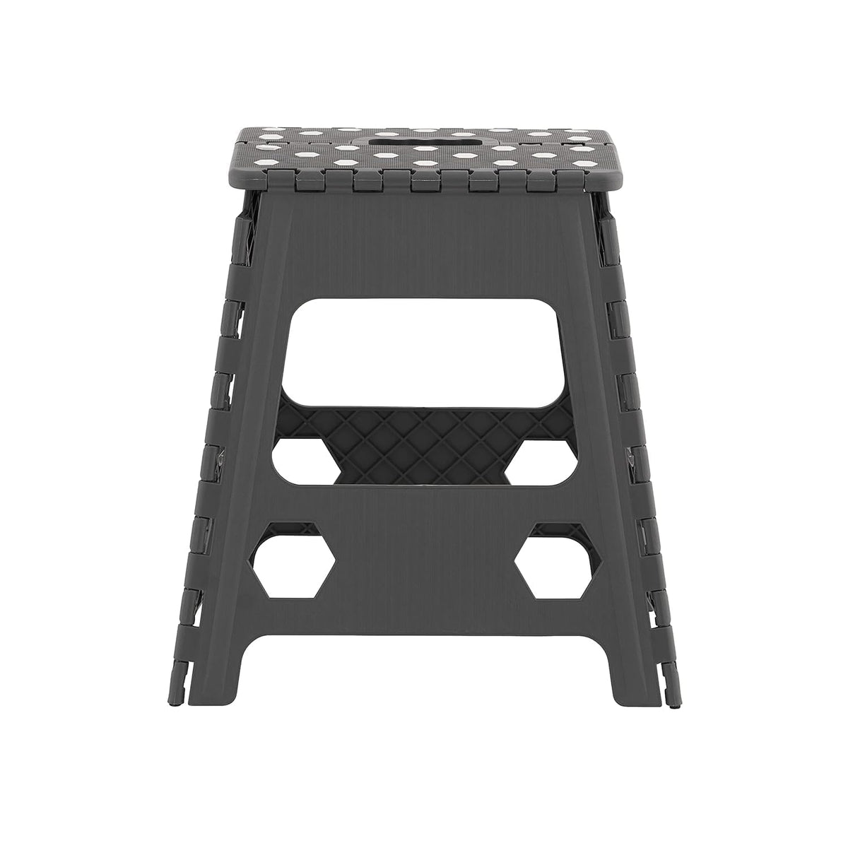 Folding Grey Step Stool 15-Inch Height with Anti-Slip Dots for Added Safety (Grey) image 0