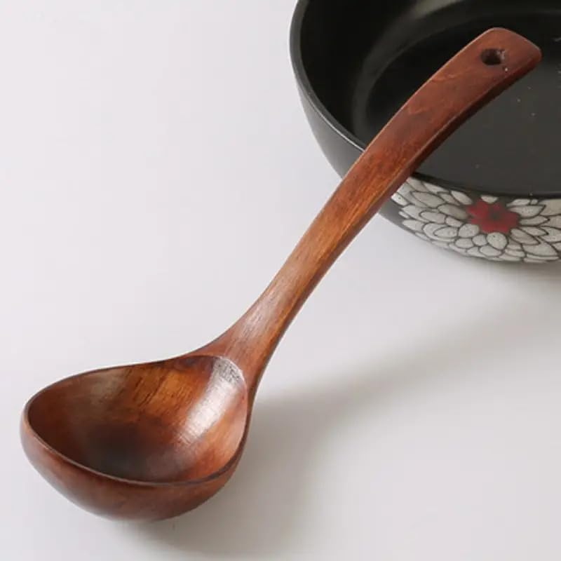 Handmade Wooden Non-Stick Serving Spoons for Cooking Dosa/Roti/Chapati Kitchen Tools Utensil, 1 Piece image 2