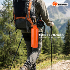 Orange Stainless Steel Water Bottle with Loop Cap – Reusable Leakproof Drinking Bottle image 2