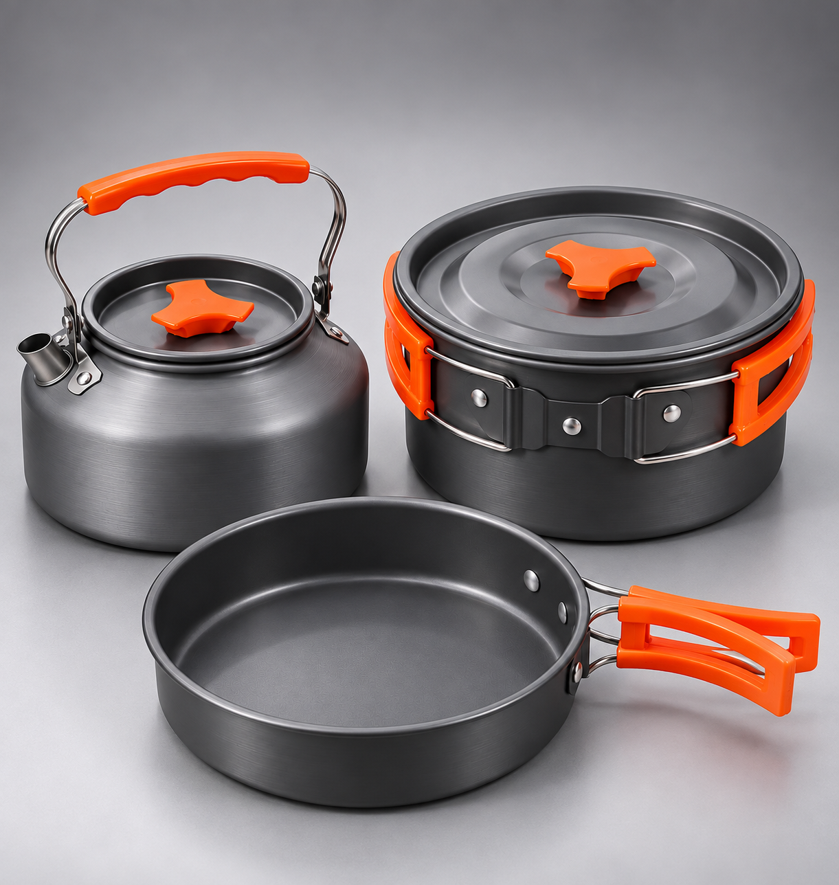 BISONBERG BB-308 Premium |3-4 Person Camping Cookware Set – Portable Outdoor Cooking Kit with Pots, Pan, Kettle & Carry Bag
