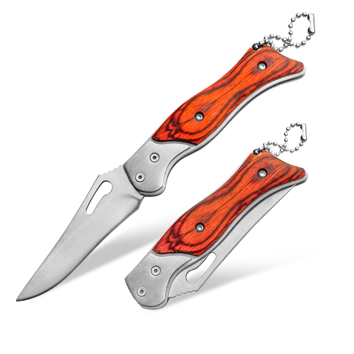 Bisonberg Premium Folding Pocket Knife with Stainless Steel Blade and Polished Wooden Handle – Compact EDC Tool with Keychain Loop image 0