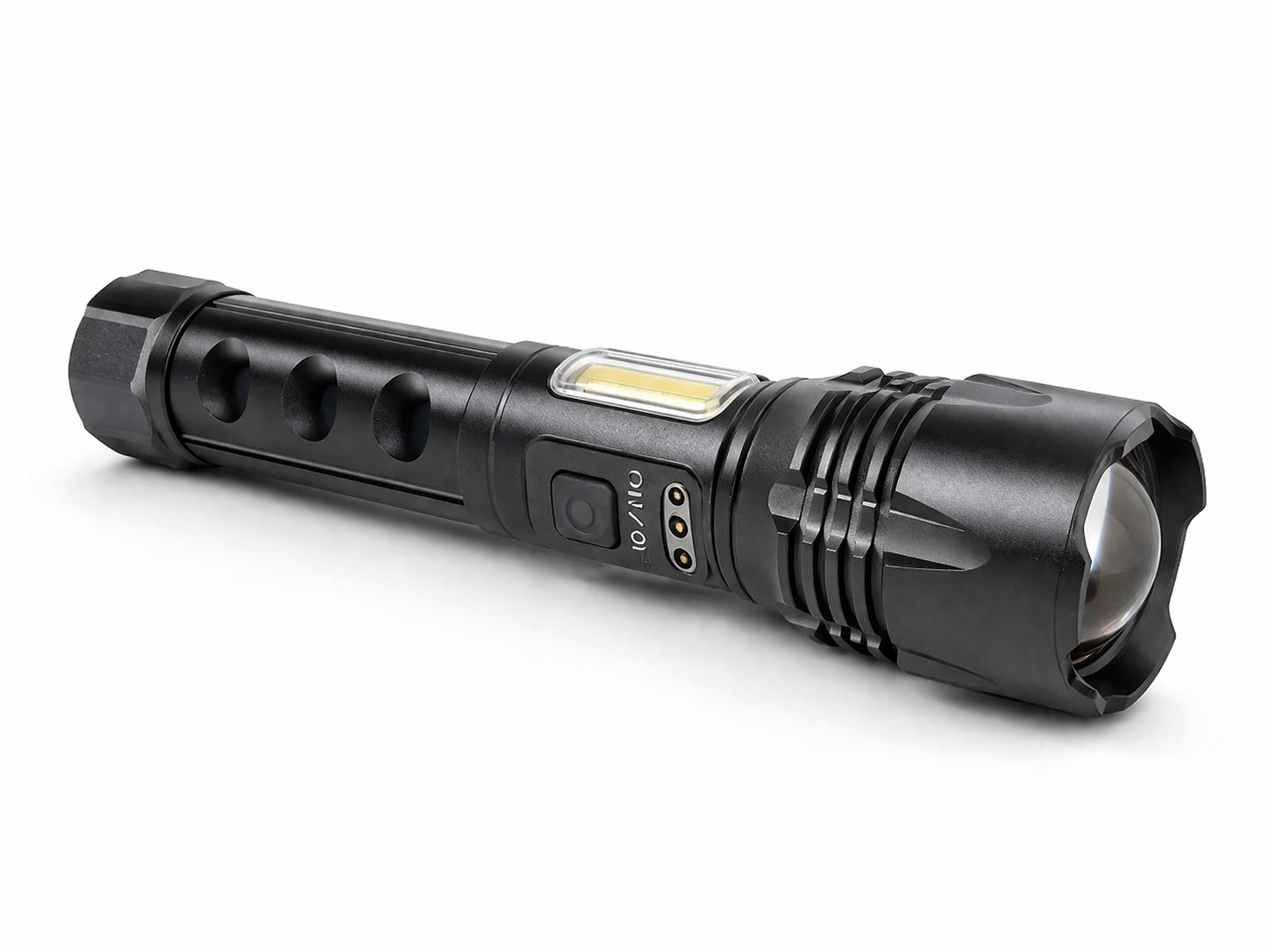 Multi-Function LED Flashlight with COB Strip Light & Power Indicator – Outdoor Torch image 0