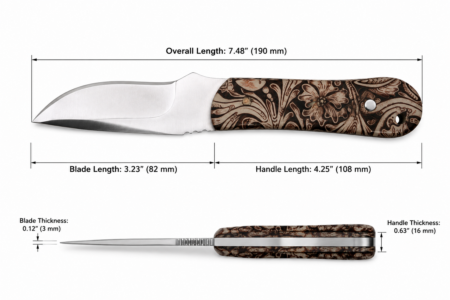 Bisonberg  Fixed Sharp Steel Blade Knife  | Outdoor Camping & Survival Knife