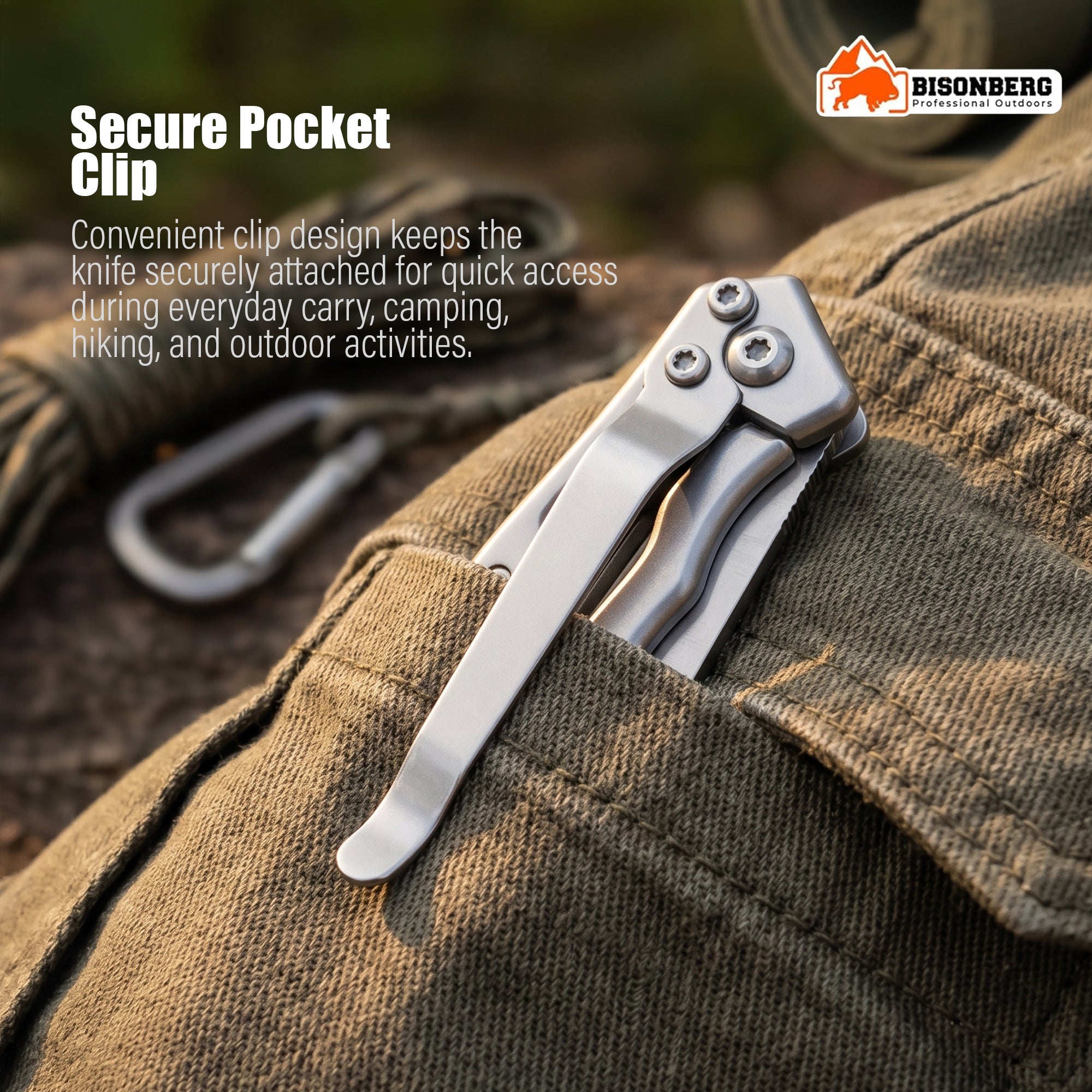 Bisonberg Stainless Steel Folding Pocket Knife | Compact EDC Camping & Outdoor Utility Knife (5.2 Inch)