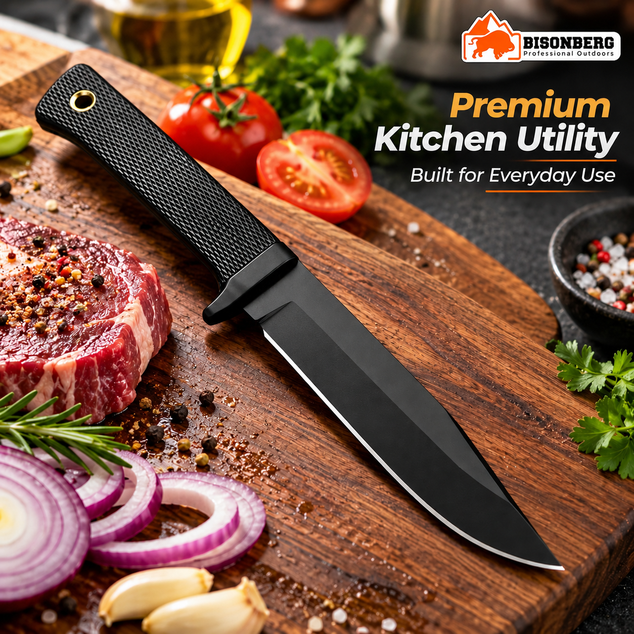 Fixed Blade Tactical Knife with Sheath | Heavy Duty Survival Knife for Camping, Hunting & Outdoor Use – Bisonberg