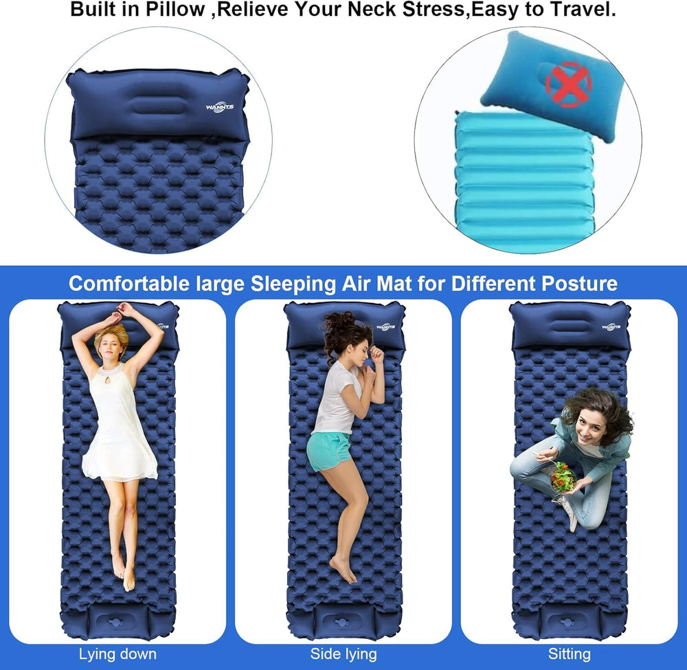 Sleeping pad for Camping, Mat with Built-in Foot Pump & Pillow, Inflatable Air Mattress, Compact Sleeping pad, Sleeping Mat for Hiking Traveling Tent image 6