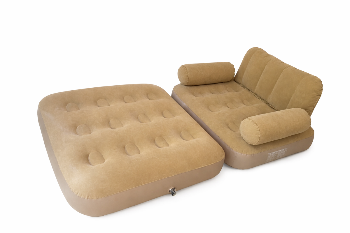 Inflatable Sofa Bed with Cushions – Portable Air Mattress Couch image 0