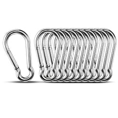 Small Carabiner Clip Hooks, 10pcs 1.57 inch Carabiners Heavy Duty, 304 Stainless Steel Spring Snap Hook Fits Camping Hiking, Metal Clips for Rope Chain Keychain Keys Rings image 0