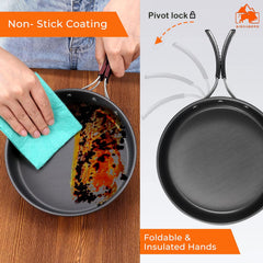 11 Pcs Camping Cookware Set, Mess Kit, Camping Accessories for Outdoor, Camping Utensils with Carry Bag, Camping Bowl Pot Pan Set - Nonstick Aluminum - for 3 People Without Kettle image 3