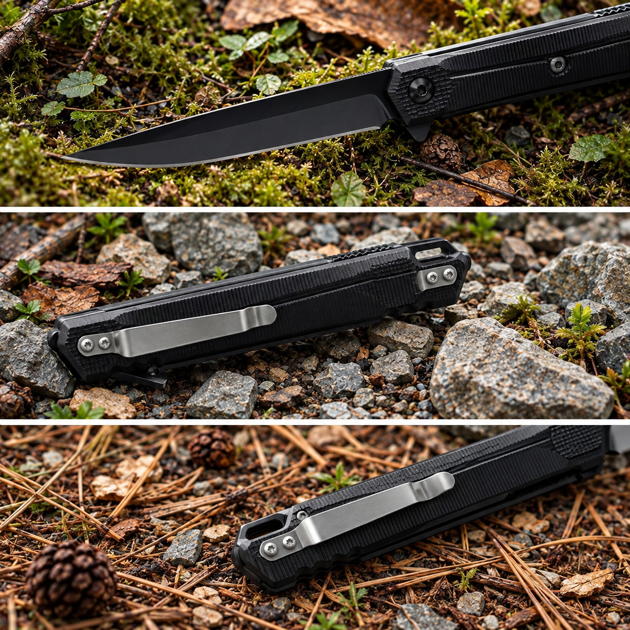 BISONBERG Tactical Folding Knife – Premium Black Outdoor Utility Knife
