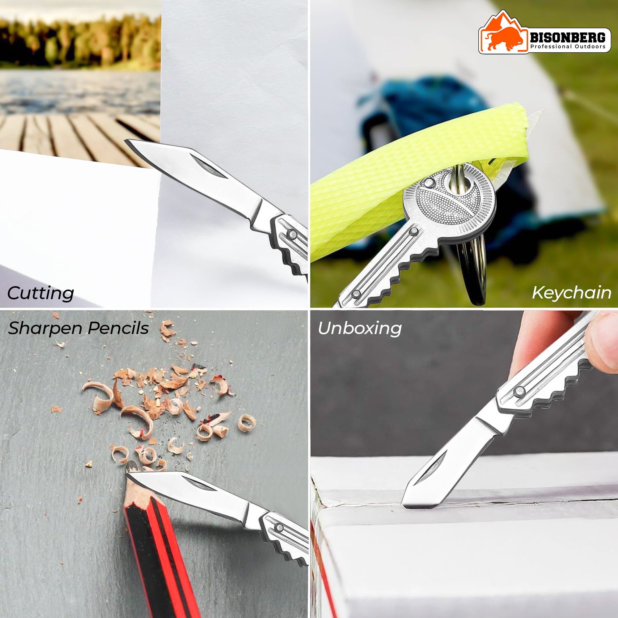 Key Pocket Knife, Stainless Steel Mini Cutter Tool for Unpacking, Camping, Multipurpose Use image 3