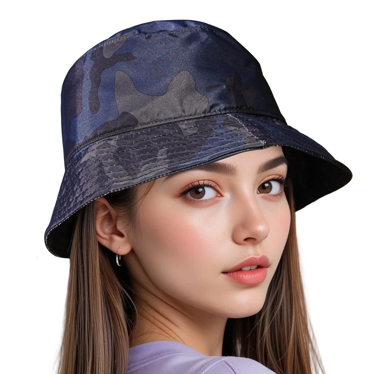 Bisonberg Midnight Camo Satin Bucket Hat Urban Elegance with a Bold Camo Edge image 0