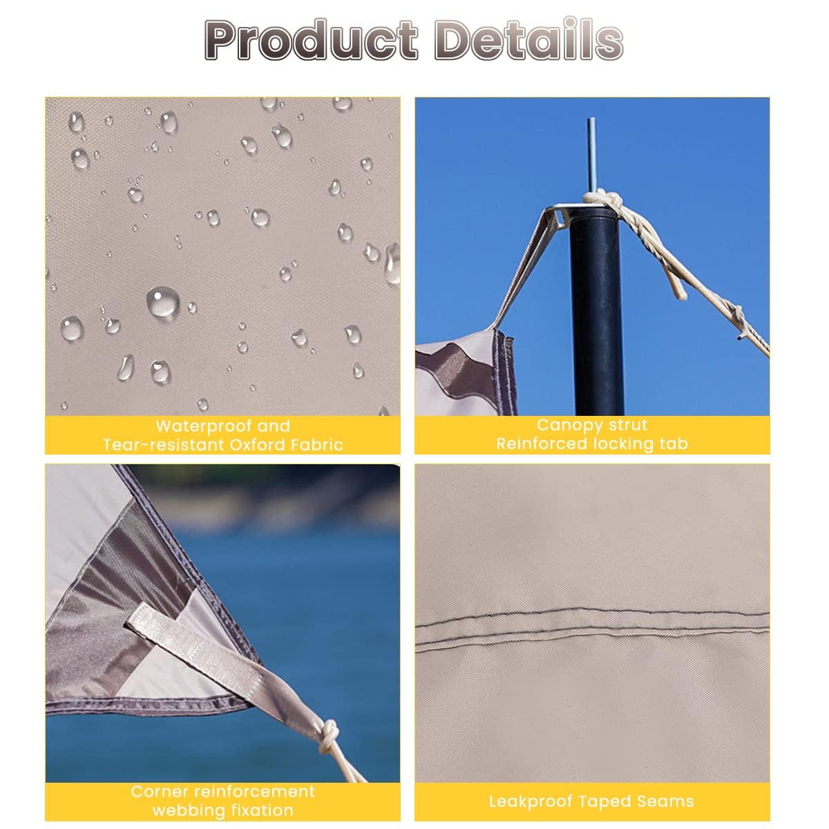 3 * 3m Canopy Tent Kit for Outdoor Camping, Gazebo with Assembly Accessories, UPF 50+ Sunshade Camping Tent for Camping, Gazebo Canopy Outdoor Tent, Portable & Heavy Duty Waterproof Tent image 6