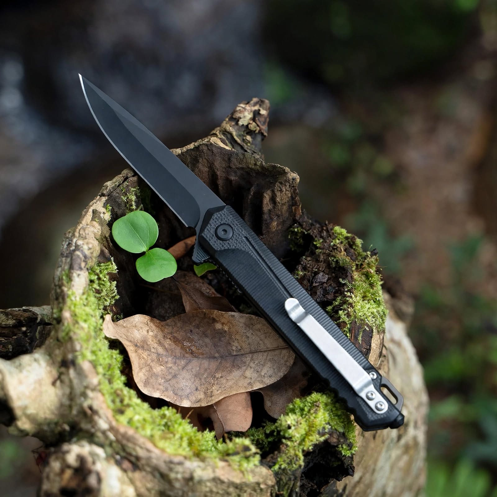 BISONBERG Tactical Folding Knife – Premium Black Outdoor Utility Knife