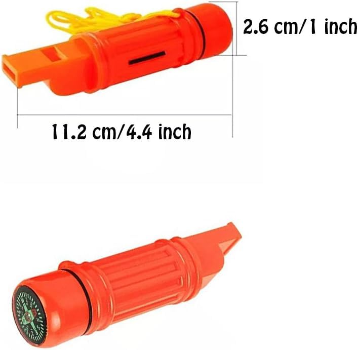 Emergency Survival Whistle Set - 5-in-1 Safety Kit with Compass, Flint, Waterproof Storage - Essential Outdoor Gear for Camping, Hiking, and Adventures (Orange) image 7