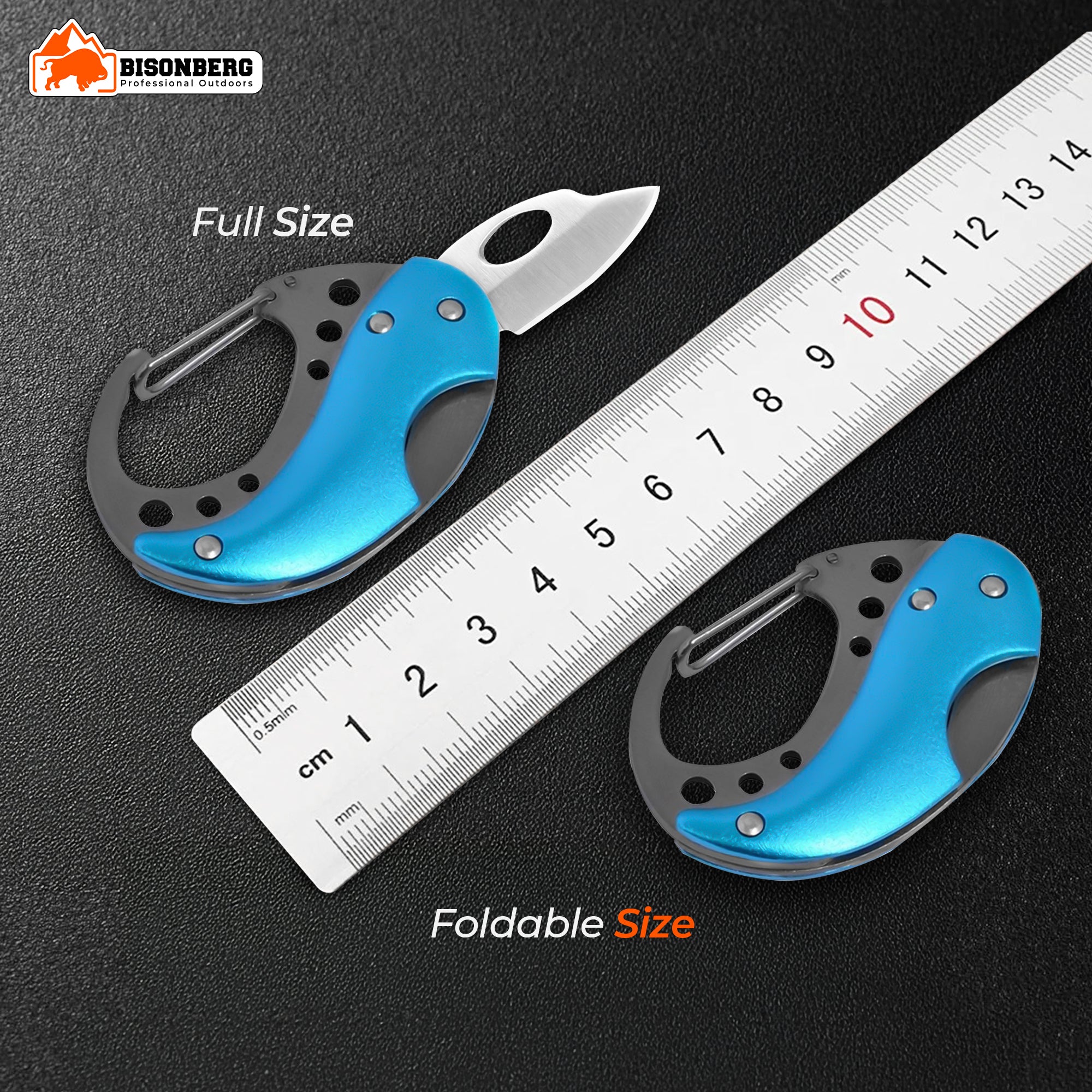 Bisonberg Mini Folding Knife with Carabiner Clip | Pocket EDC Knife for Camping, Hiking, Travel & Outdoor Use – Stainless Steel Blade – Compact & Multi-Color image 4