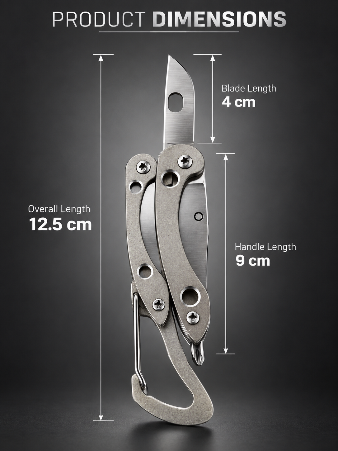 BISONBERG Premium Stainless Steel Compact Multi-Tool | Folding Utility Knife with Carabiner