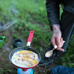 Camping Utensils, Portable Stainless Steel Spoon, Fork, Knife & Bottle Opener Combo Set - Travel, Backpacking Cutlery Multitool, Orange image 1