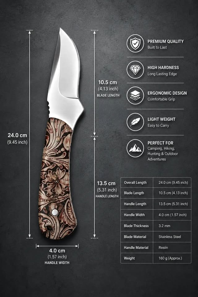 Bisonberg  Fixed Sharp Steel Blade Knife  | Outdoor Camping & Survival Knife