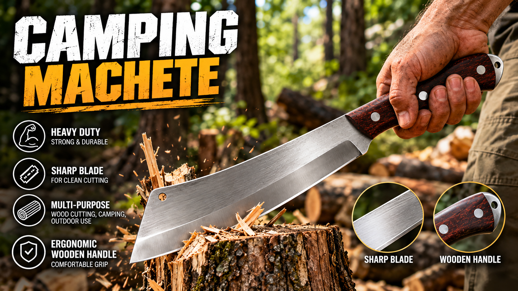 Premium Hand Forged Kitchen Cleaver Knife – High Carbon Steel Sharp Butcher Knife with Wooden Handle