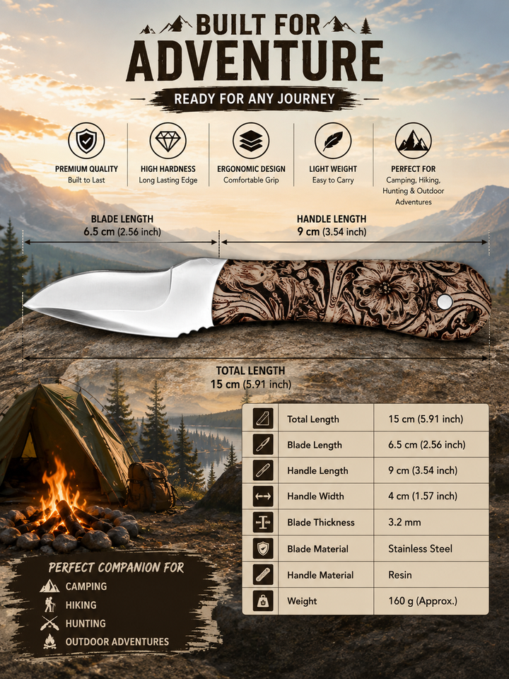 Bisonberg  Fixed Sharp Steel Blade Knife  | Outdoor Camping & Survival Knife