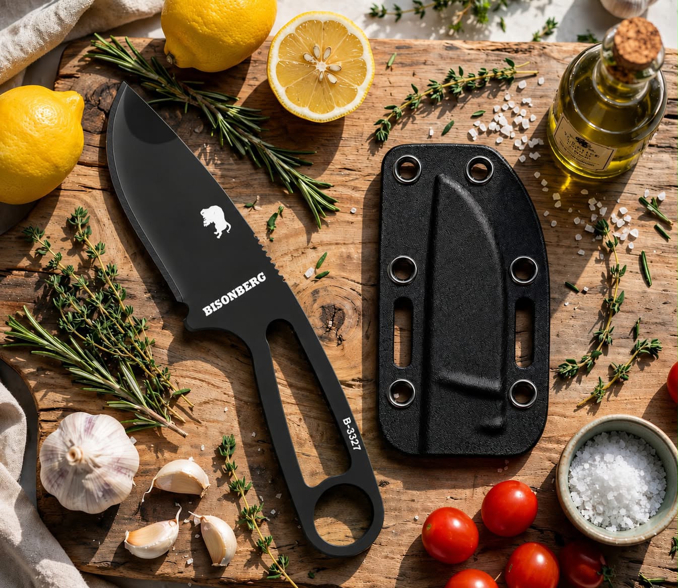 BISONBERG |Fixed Blade, Skeleton Handle Knife| Heavy Duty Survival Knife For Camping,Hunting & Outdoor Use
