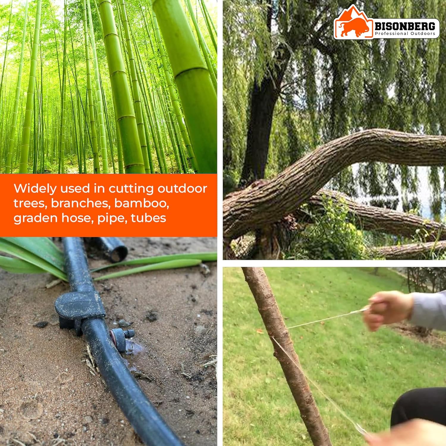 Bisonberg Tree Cutter wire Outdoor Emergency Survival trees cutter String Rope, Cable Chain Saw for Wood, Tree Limbs, PVC Pipe Cutting Tool - stainless steel Wire(1pcs) image 2