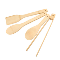 Natural Wooden Serving and Cooking Spoons Utensil Includes Frying Serving Spatula Dessert Rice Spoons Wooden for Nonstick Cookware Kitchen Utensils Set of 4-35.5 Cm image 0
