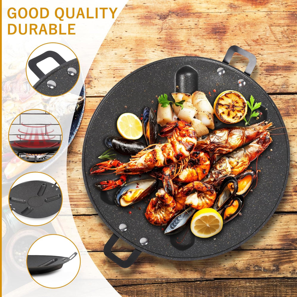 Non-Stick BBQ Grill Plate for Roasting, Cooking - Portable Stovetop, Indoor Outdoor Garden Camping, DIY Korean Barbecue Grill Pan Black image 3