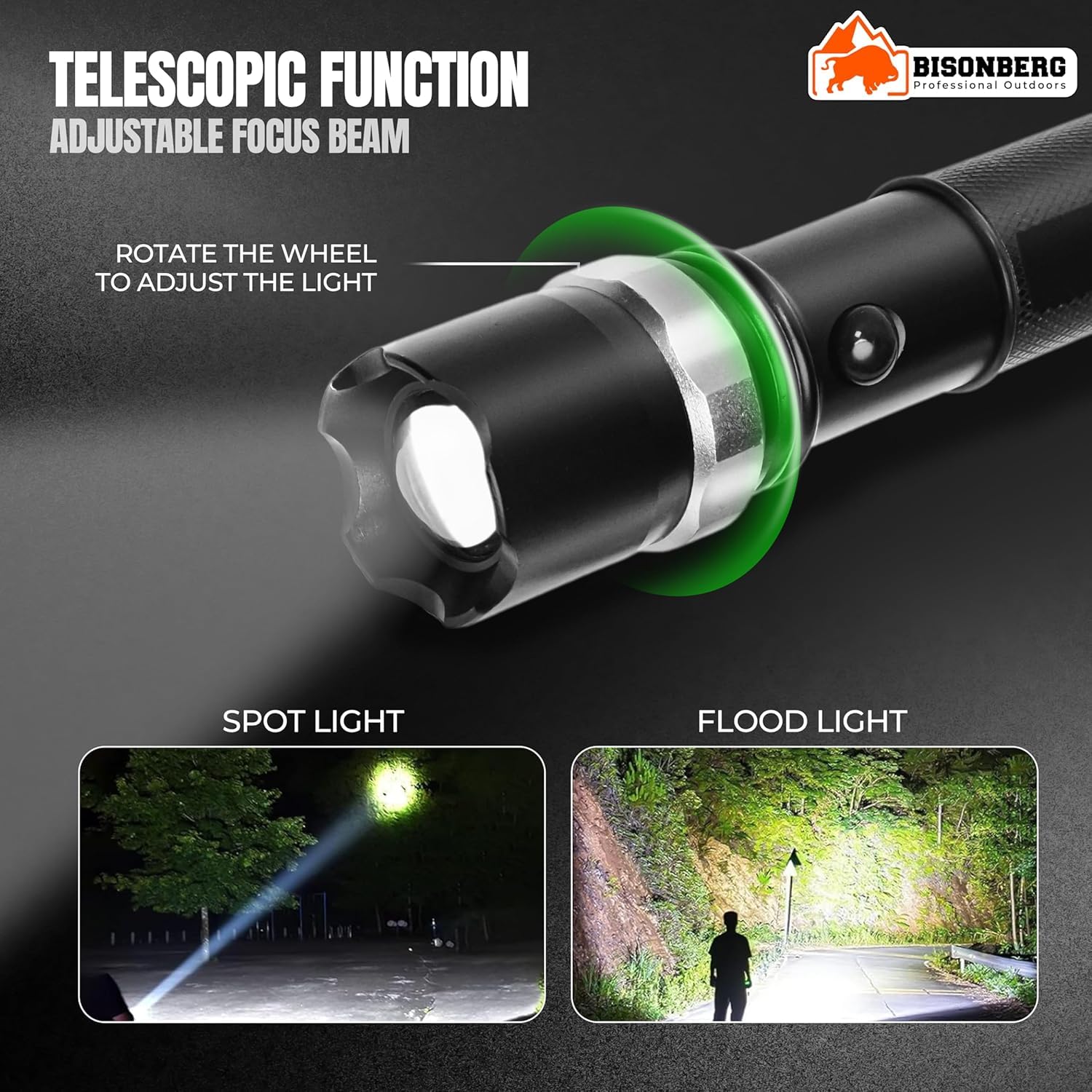 Bisonberg LED Rechargeable Torch, Emergency Long Range Flashlight, 1 Km Range image 4