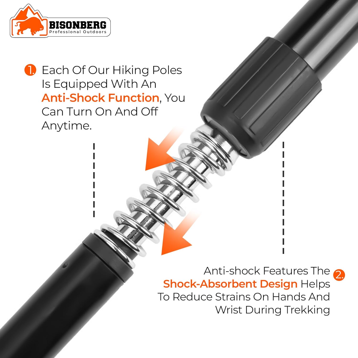 Trekking Pole, 65-130 cm Adjustable Height, Collapsible, Lightweight, Anti Shock, Multicolour, Hiking or Walking Sticks, Adjustable for Trekking with In-Build Compass image 6