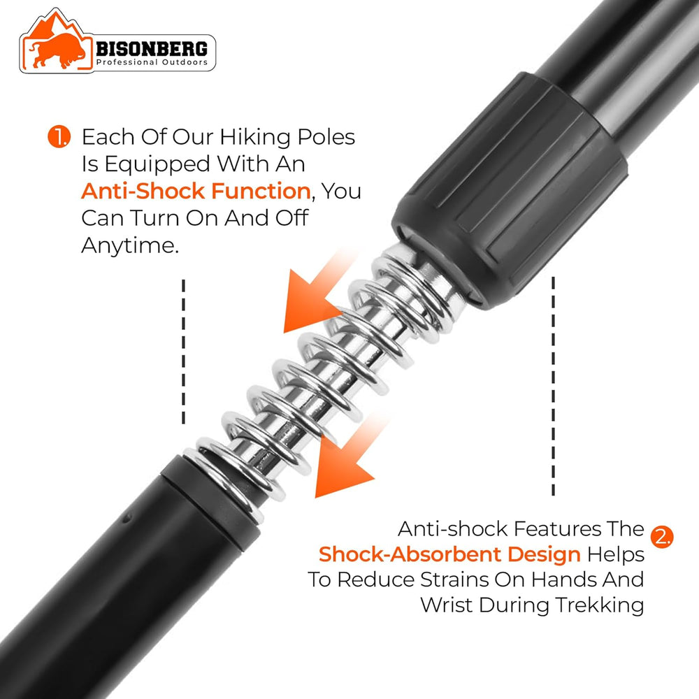 Trekking Pole, 65-130 cm Adjustable Height, Collapsible, Lightweight, Anti Shock, Multicolour, Hiking or Walking Sticks, Adjustable for Trekking with In-Build Compass image 6