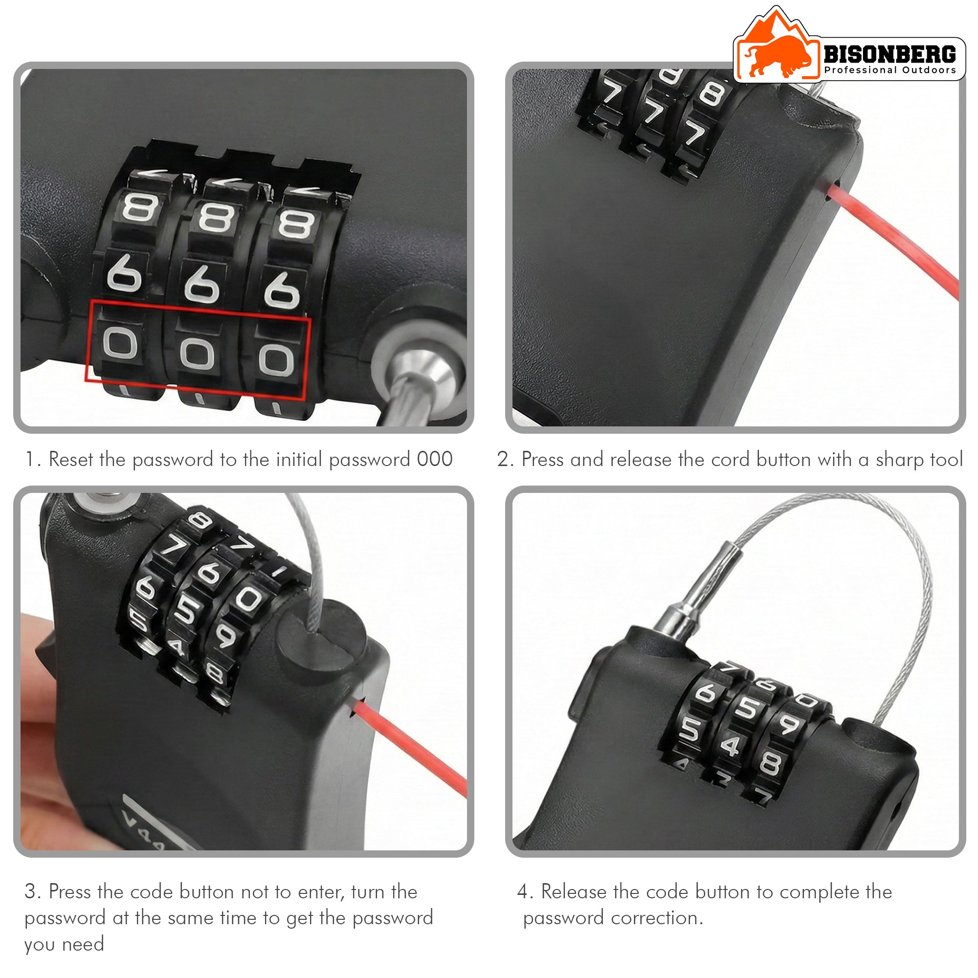 Portable Retractable Cable Lock – 3-Digit Combination Security Lock image 3