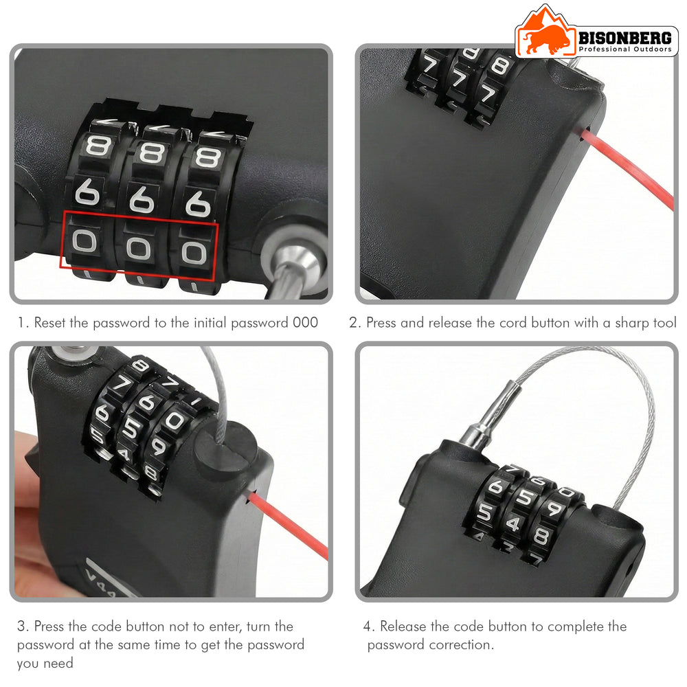 Portable Retractable Cable Lock – 3-Digit Combination Security Lock image 3