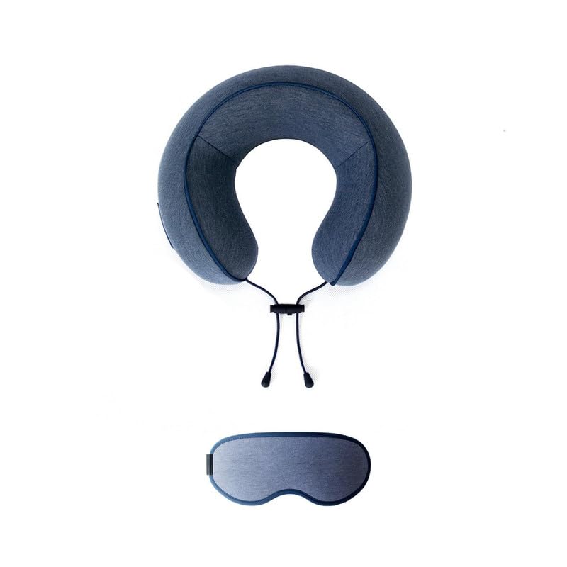 Neck Pillow with Sleeping Eye Mask Combo for Travelling Airplane Travel Pillow Comfortable Head Rest Neck Holder Pillow - Blue image 0