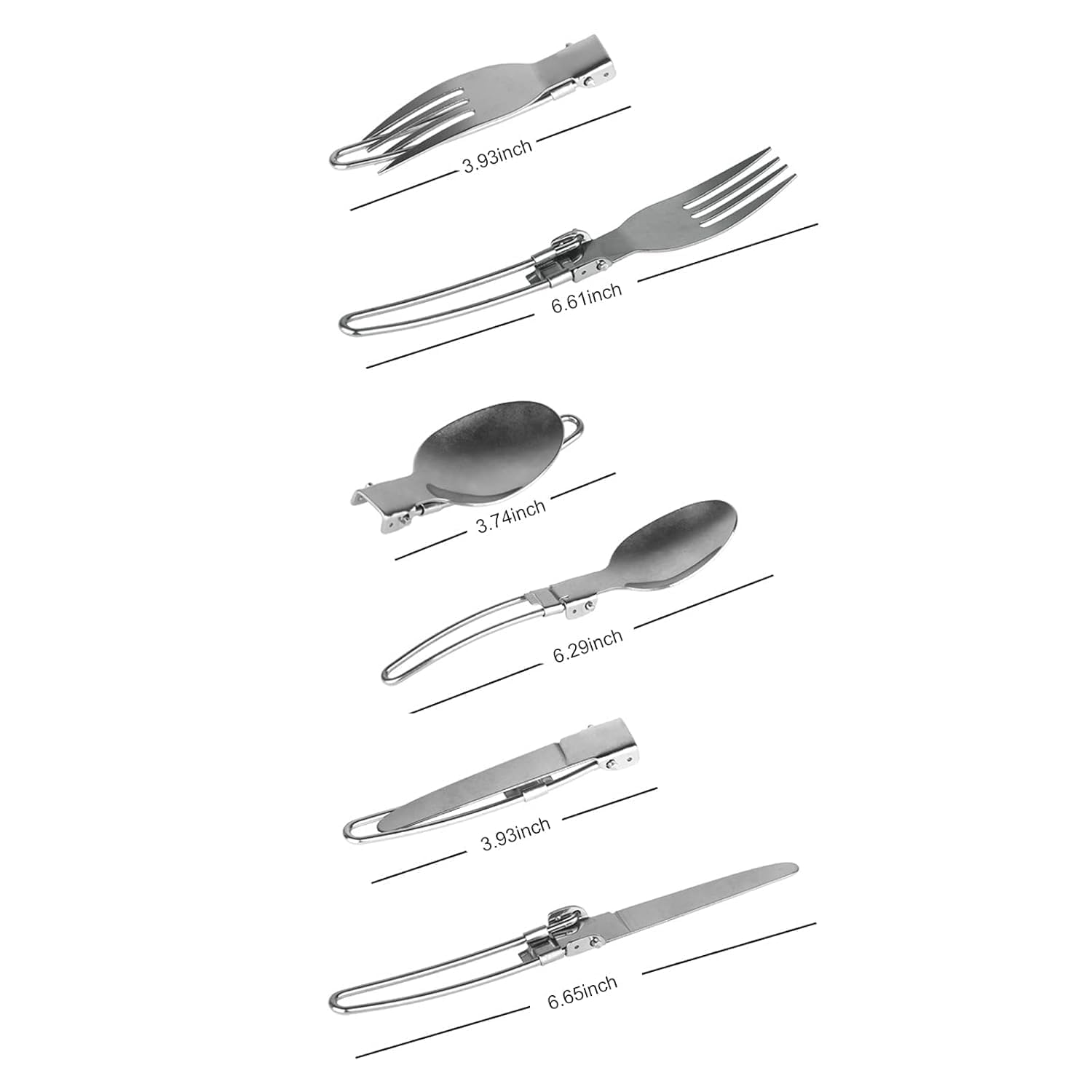 3-Piece Folding Cutlery Set, Stainless Steel Fork, Spoon & Butter Knife, Perfect for Eco-Friendly Trekking, Hiking & Camping, Includes Nylon Pouch for Convenien image 3