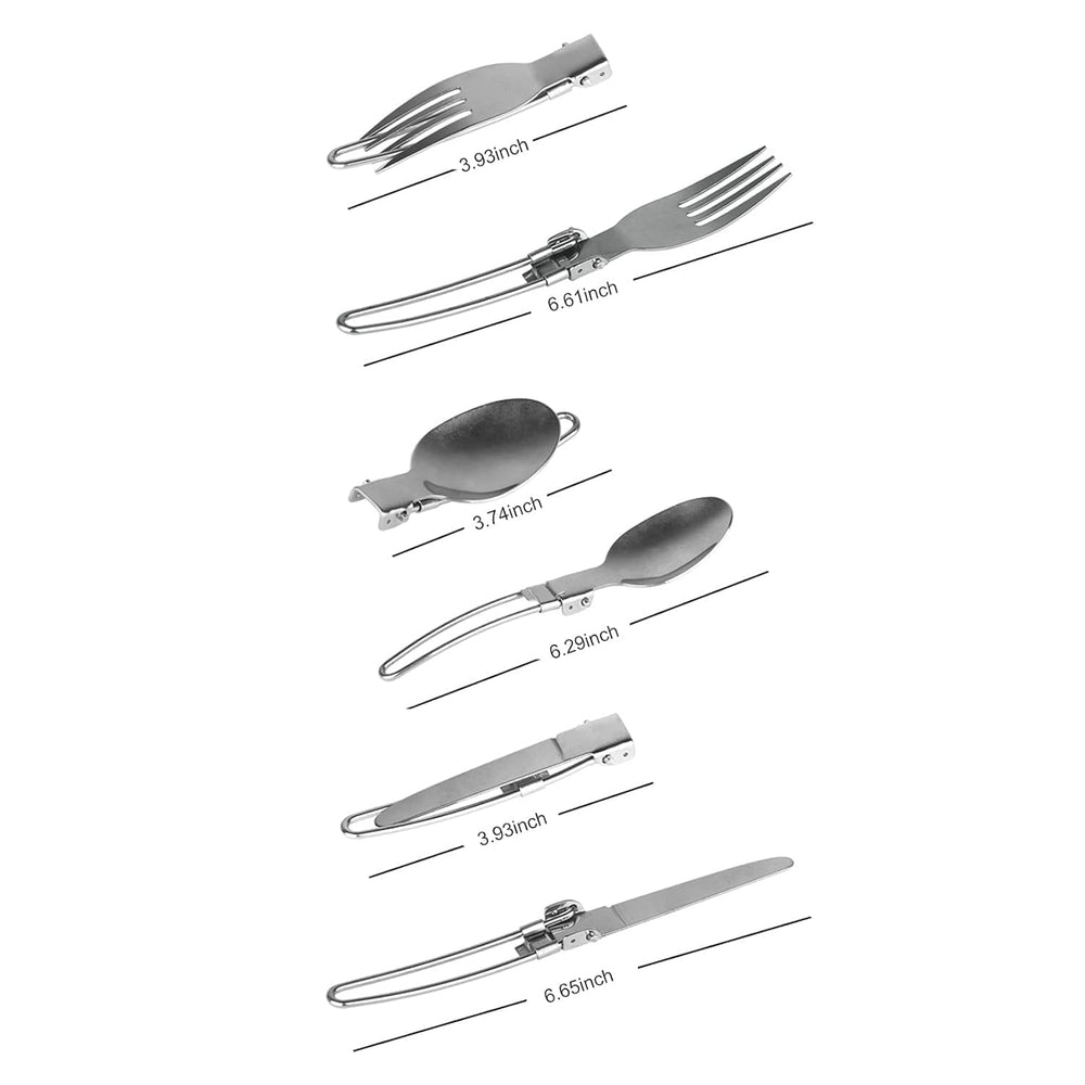3-Piece Folding Cutlery Set, Stainless Steel Fork, Spoon & Butter Knife, Perfect for Eco-Friendly Trekking, Hiking & Camping, Includes Nylon Pouch for Convenien image 3