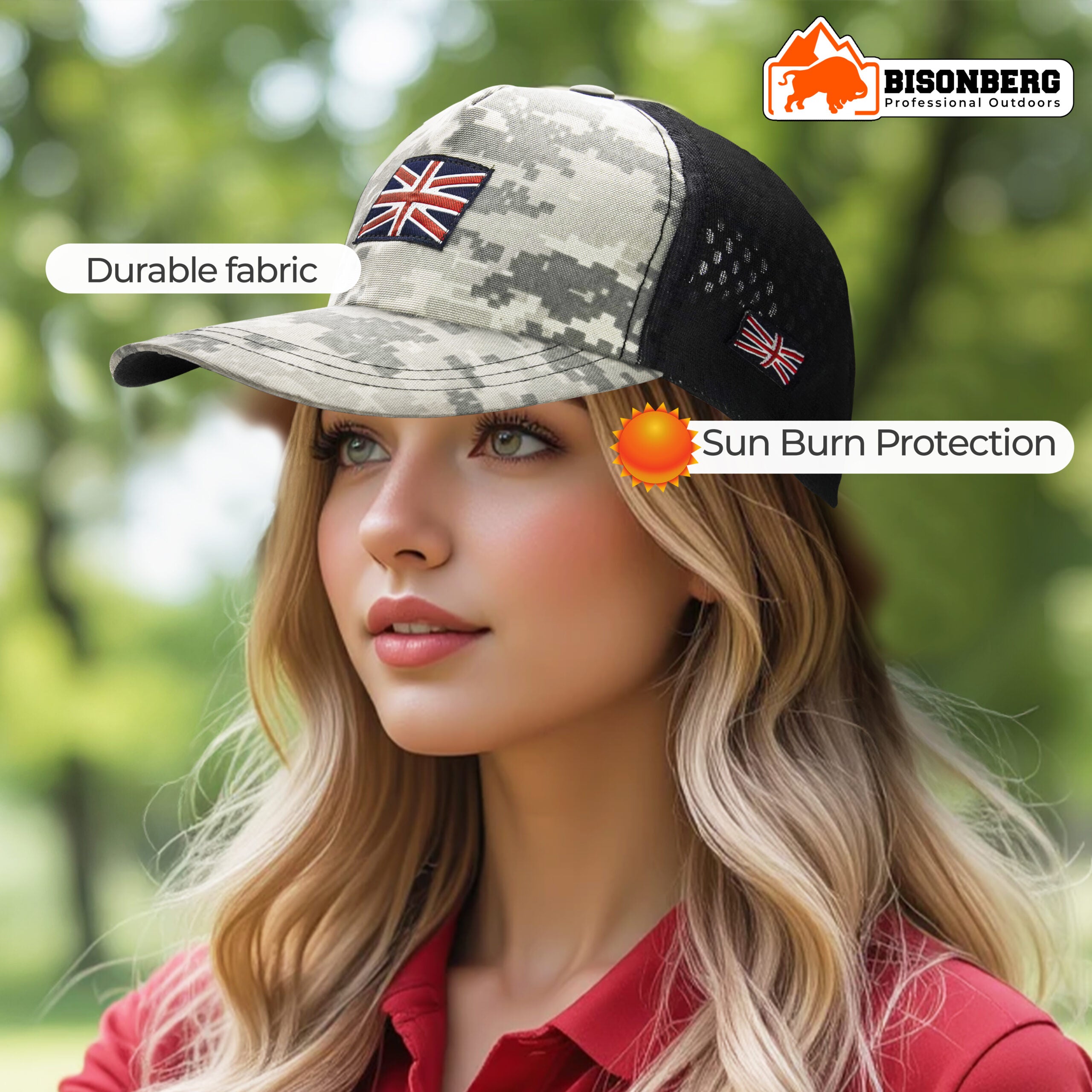 Bisonberg Digital Camo Union Jack Trucker Cap Military-Inspired Style with Patriotic Edge image 3