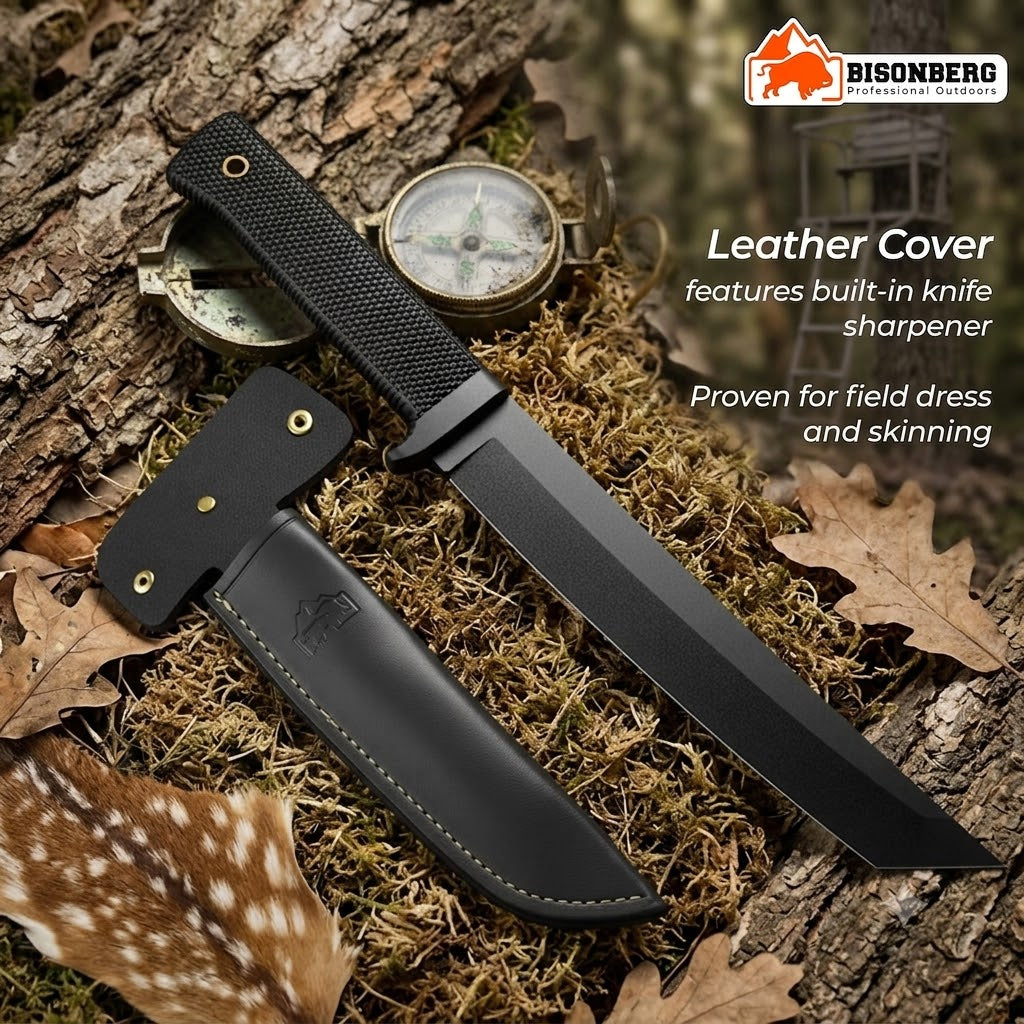 Long Blade Tactical Fixed Knife with Sheath | Heavy Duty Survival & Hunting Knife for Outdoor Use – Bisonberg