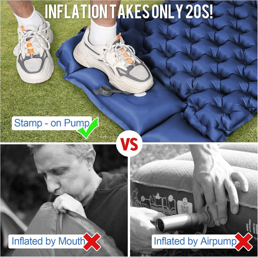 Sleeping pad for Camping, Mat with Built-in Foot Pump & Pillow, Inflatable Air Mattress, Compact Sleeping pad, Sleeping Mat for Hiking Traveling Tent image 5