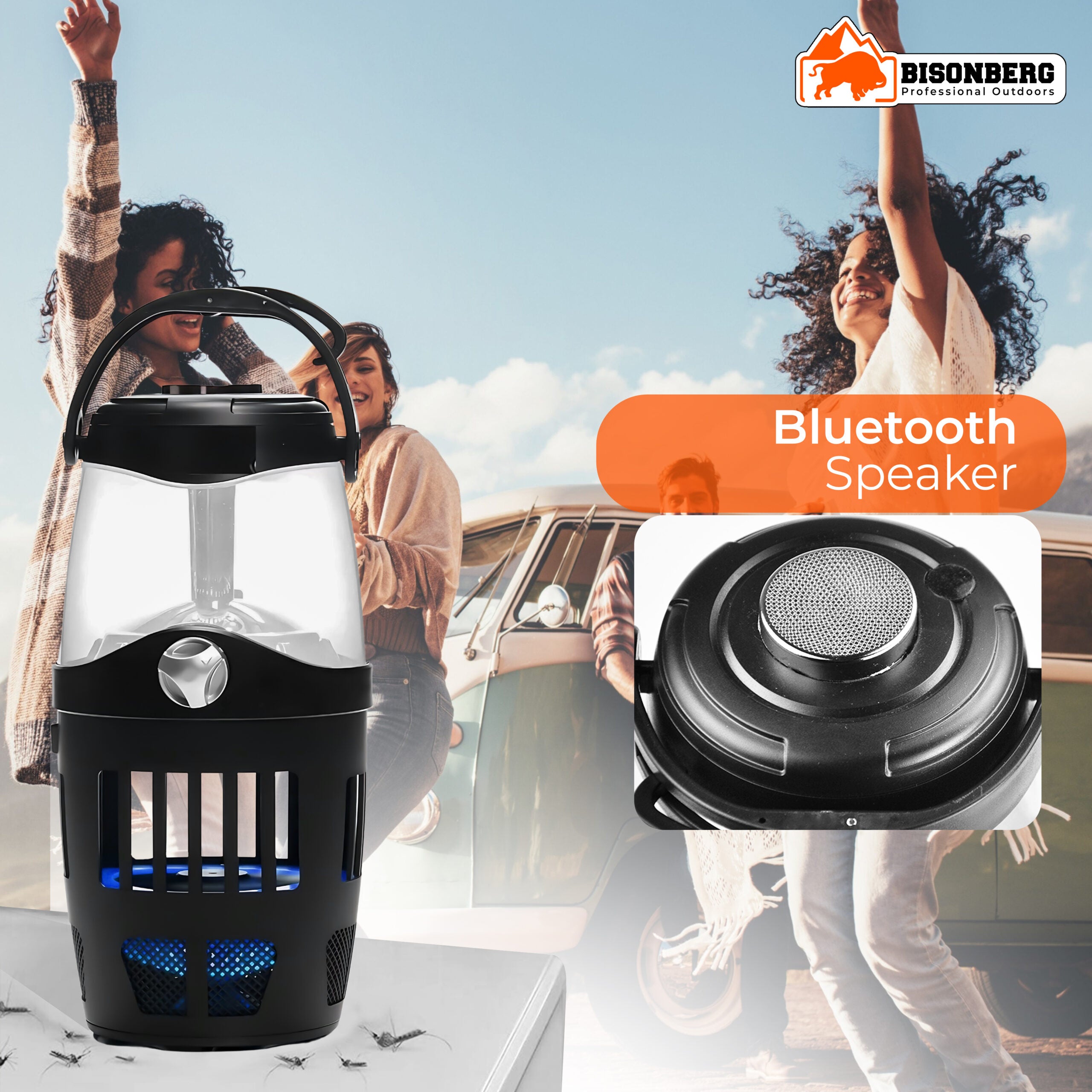 BisonBerg 3-in-1 Mosquito Killer Lamp with Bluetooth Speaker & LED Lantern – Indoor & Outdoor Bug Zapper with UV Light Trap image 4