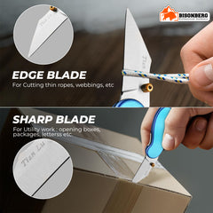 Mini Folding Utility Knife with Carabiner Clip – Compact Pocket Cutter with Stainless Steel Blade for Outdoor, Camping, and Everyday Use – Safety Lock, Lightweight, Blue" image 1
