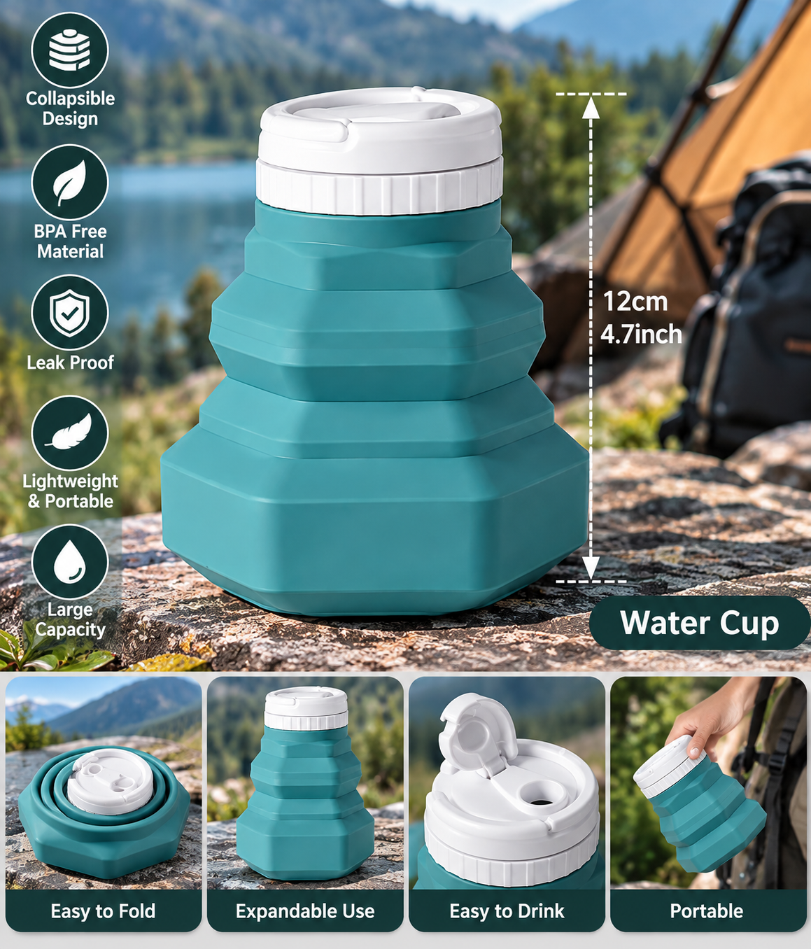 Bisonberg| Mini Water Bottle – Compact Outdoor Compact /Lightweight /Portable /Outdoor Ready Camping Essential