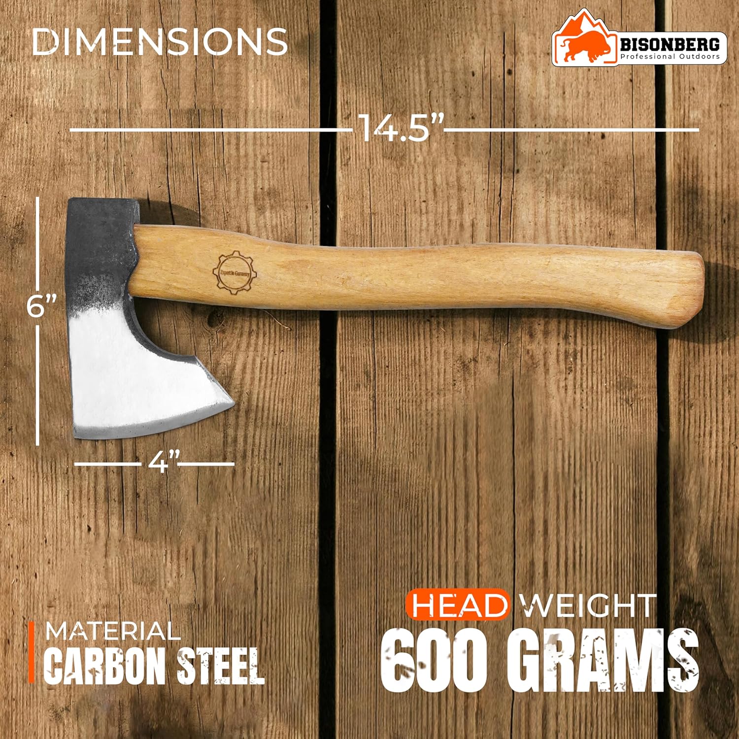 Bisonberg Gardening Axe Hatchet Axe Wood Handle Cutting Axe, Camping Axe Gardening Tools image 2