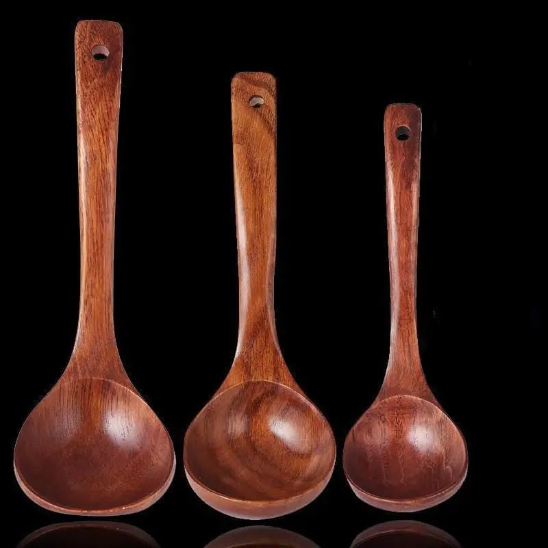 Handmade Wooden Non-Stick Serving Spoons for Cooking Dosa/Roti/Chapati Kitchen Tools Utensil, 1 Piece image 1