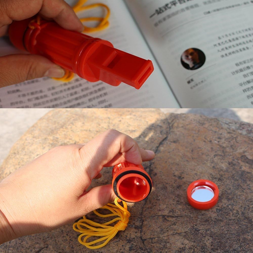 Emergency Survival Whistle Set - 5-in-1 Safety Kit with Compass, Flint, Waterproof Storage - Essential Outdoor Gear for Camping, Hiking, and Adventures (Orange) image 1
