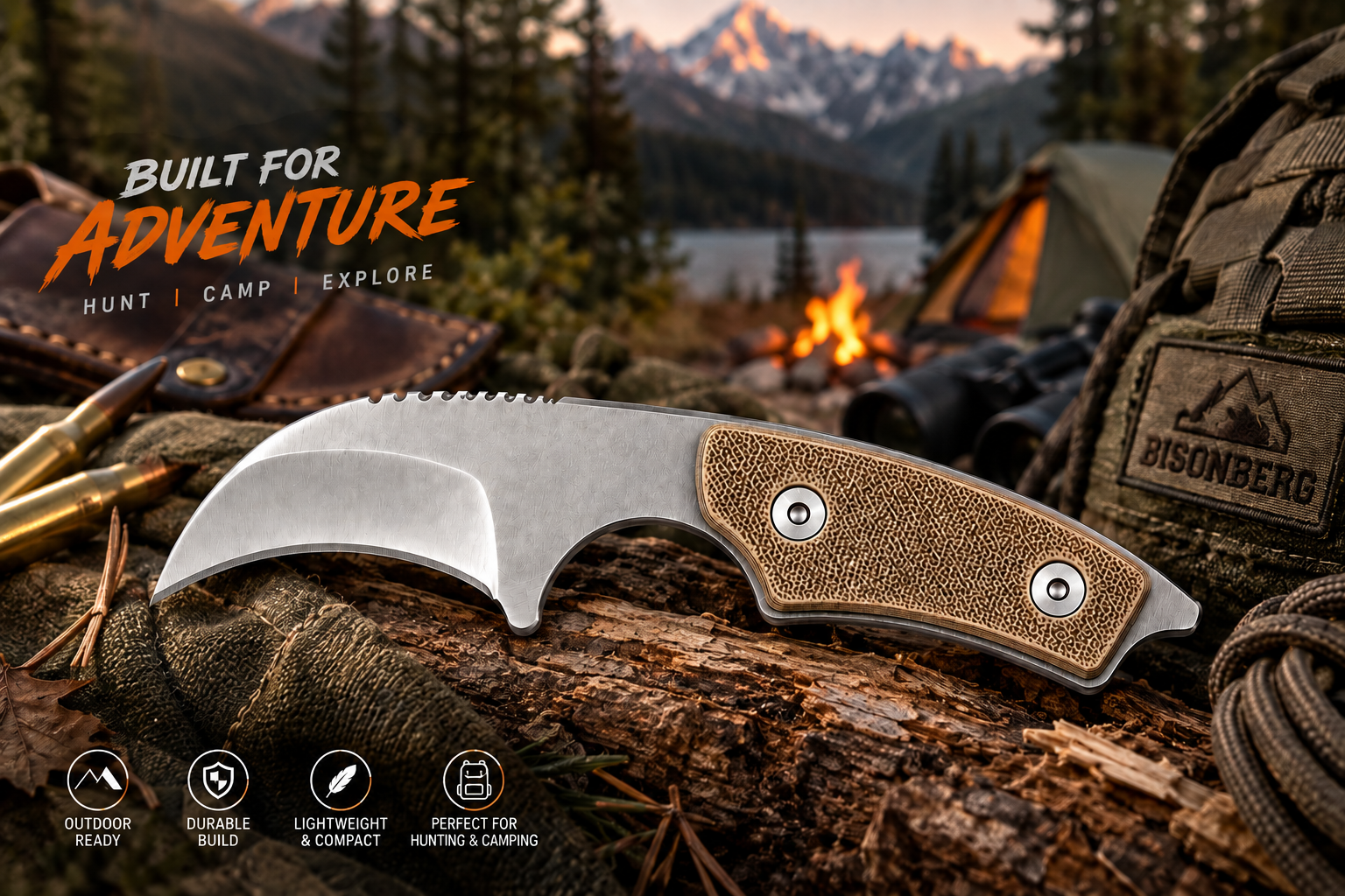 BISONBERG |  Refurbished Fixed Blade Knife | Outdoor & Camping Knife