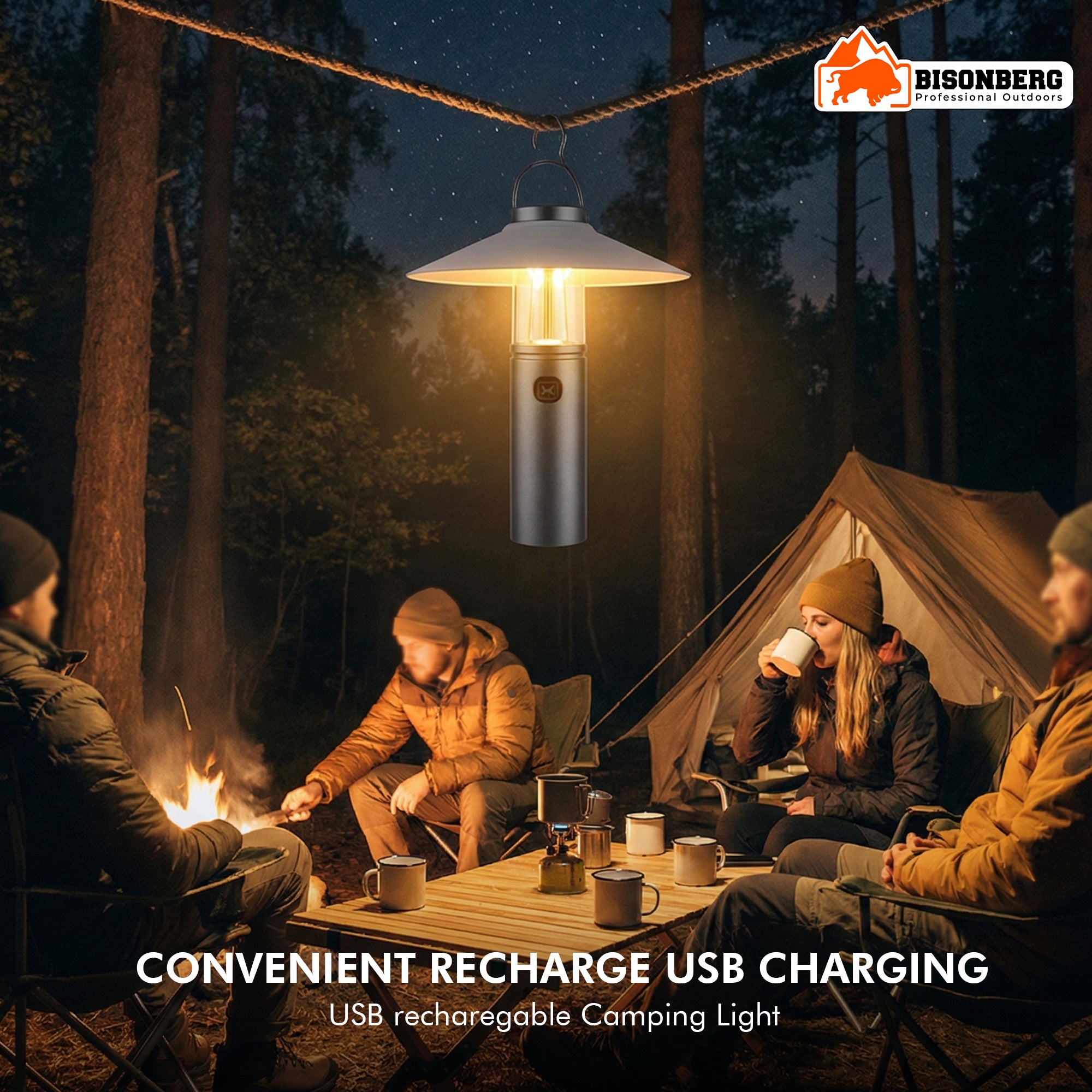 Rechargeable Camping Lamp with Shade – Portable LED Outdoor Light image 1