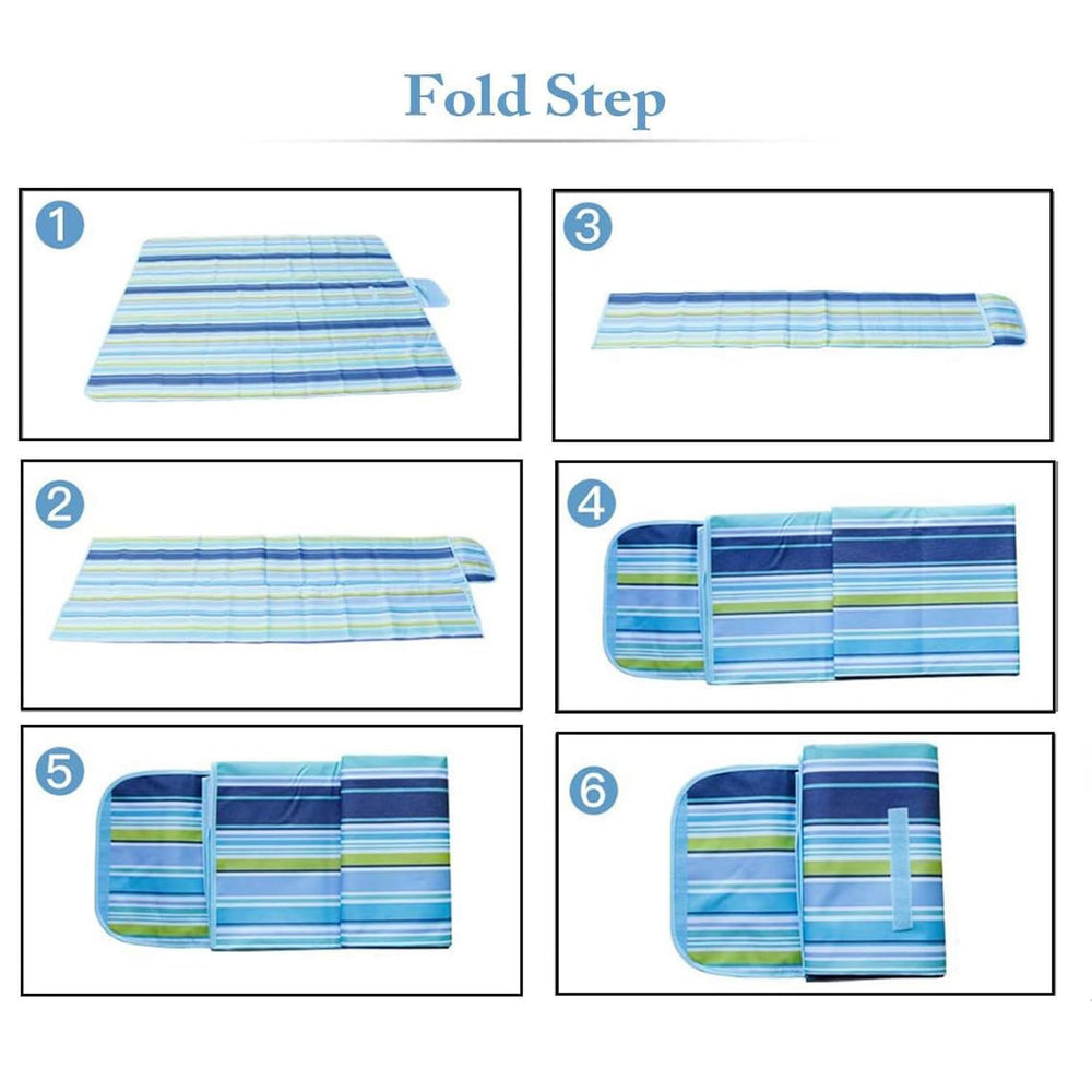 Outdoor Foldable Beach Picnic Mat/Camping mat Polyester, Waterproof & Sand Proof - 5X6.5 Feet Floral Blue (2 Person) image 4